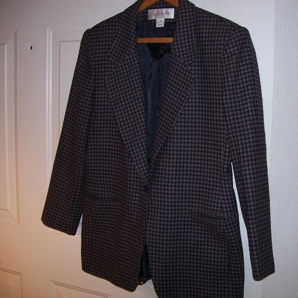 Jones New York Black & Tan Wool Blazer Size 10